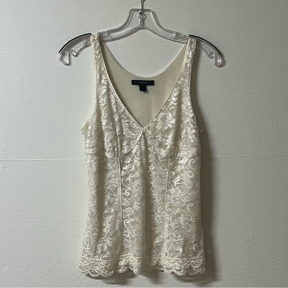 Vintage Express Y2K 90’s Babydoll Lace Sleeveless Tank Top Ivory Size Small. - Picture 1 of 8